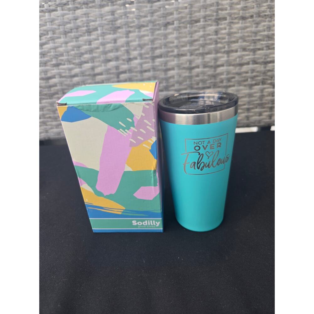 Sodilly 16 Ounce Mint Insulated Tumbler/ Lid  "Not A Day Over Fabulous"